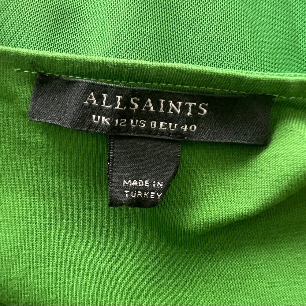ALLSAINTS Ulla Square Neck Mesh Draped Midi Dress in Green US Size 8 - Picture 4 of 11